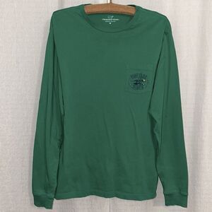 Vineyard Vines M Green Navy Yellow Graphic Long Sleeve Cotton Crewneck Tee